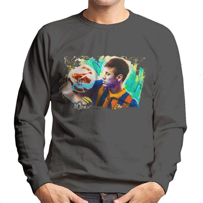 Sidney Maurer Original Portrait Of Neymar Barcelona Mens Sweatshirt - Mens Sweatshirt
