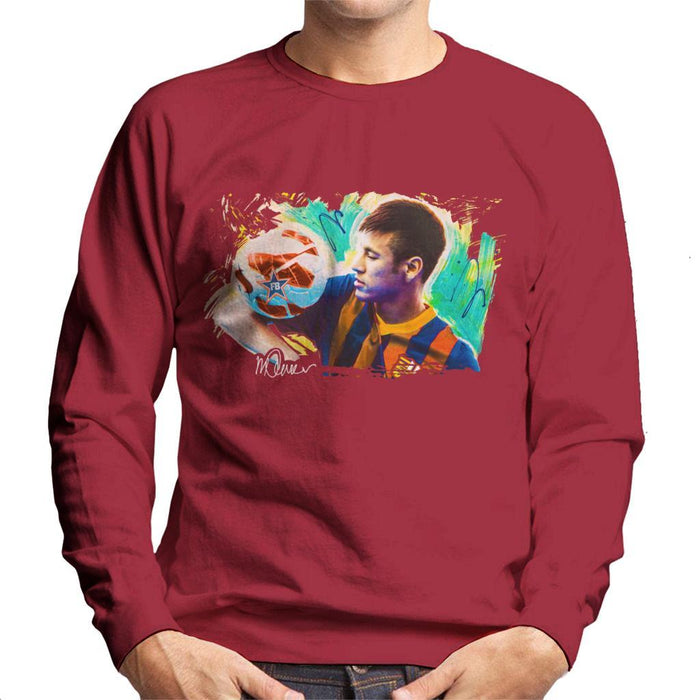 Sidney Maurer Original Portrait Of Neymar Barcelona Mens Sweatshirt - Mens Sweatshirt
