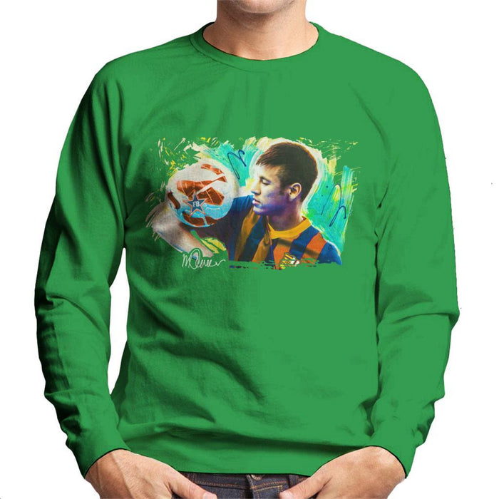 Sidney Maurer Original Portrait Of Neymar Barcelona Mens Sweatshirt - Mens Sweatshirt
