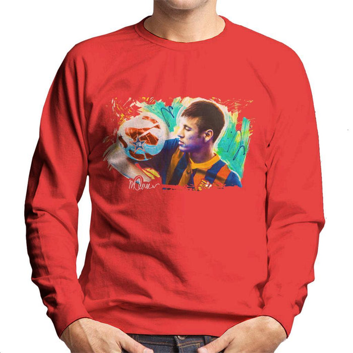 Sidney Maurer Original Portrait Of Neymar Barcelona Mens Sweatshirt - Mens Sweatshirt