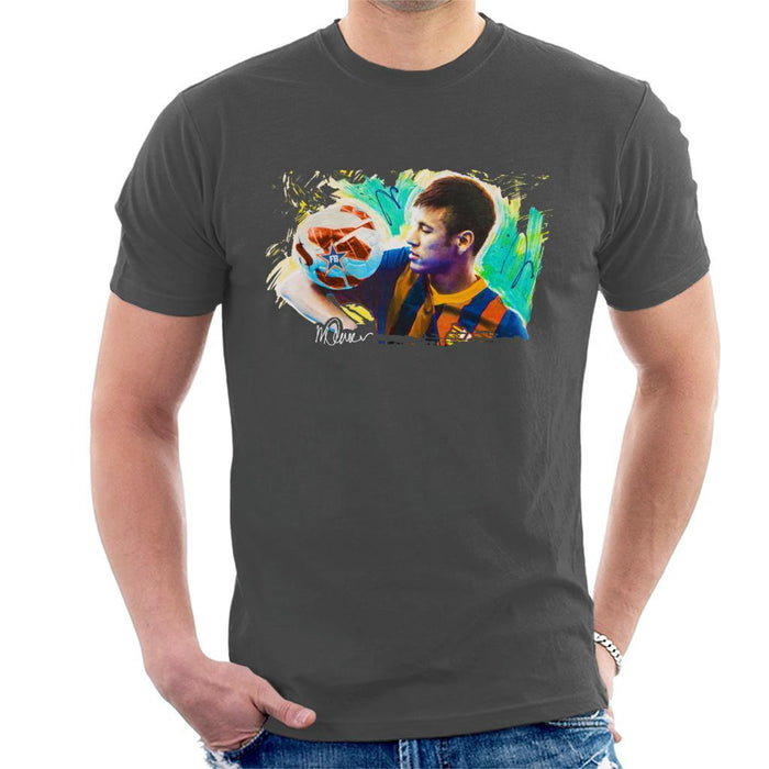 Sidney Maurer Original Portrait Of Neymar Barcelona Mens T-Shirt - Mens T-Shirt