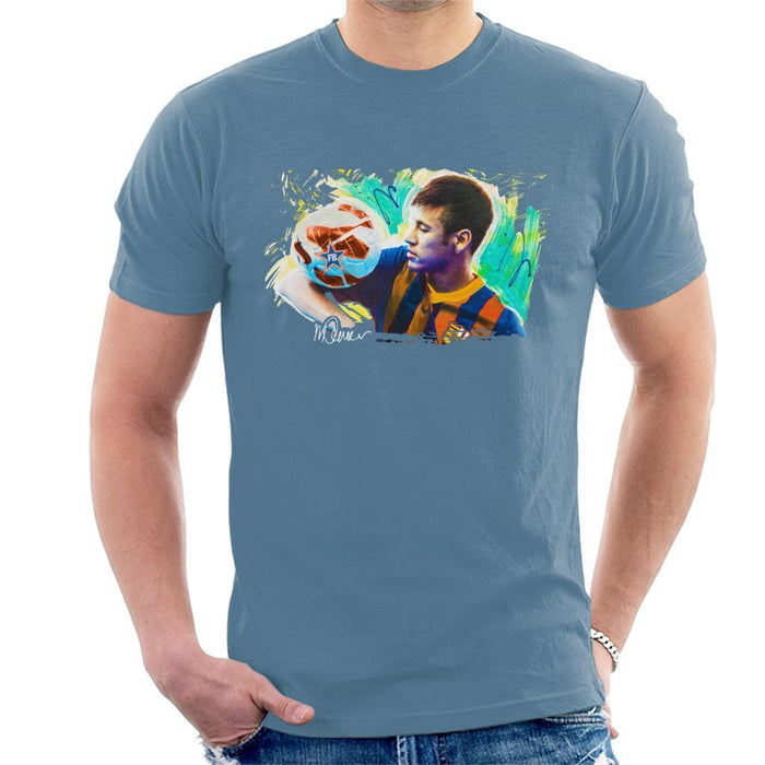 Sidney Maurer Original Portrait Of Neymar Barcelona Mens T-Shirt - Mens T-Shirt