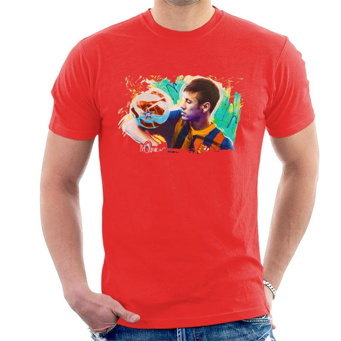 Sidney Maurer Original Portrait Of Neymar Barcelona Mens T-Shirt - Mens T-Shirt