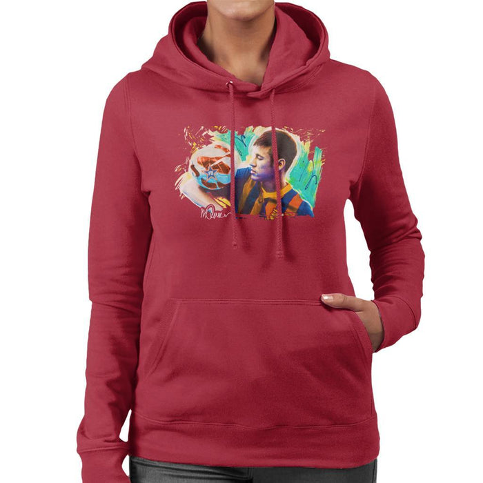 Sidney Maurer Original Portrait Of Neymar Barcelona Womens Hooded Sweatshirt - Womens Hooded Sweatshirt