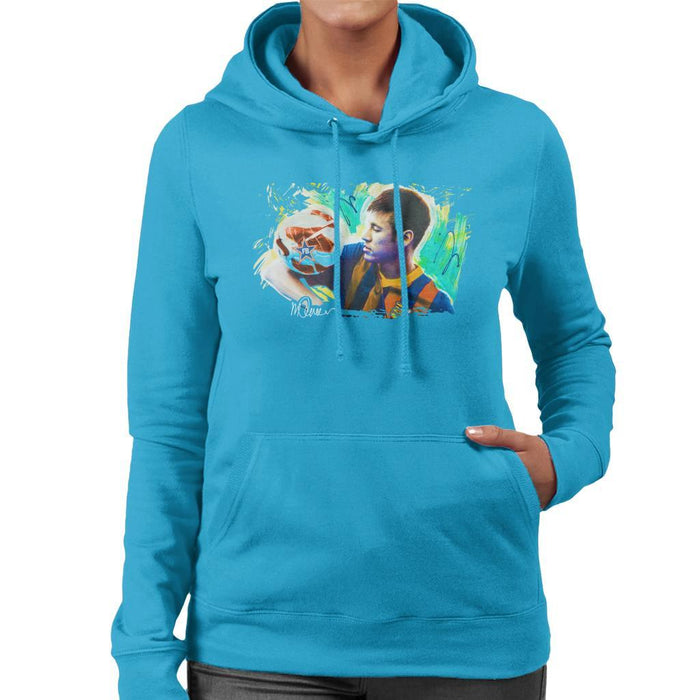Sidney Maurer Original Portrait Of Neymar Barcelona Womens Hooded Sweatshirt - Womens Hooded Sweatshirt