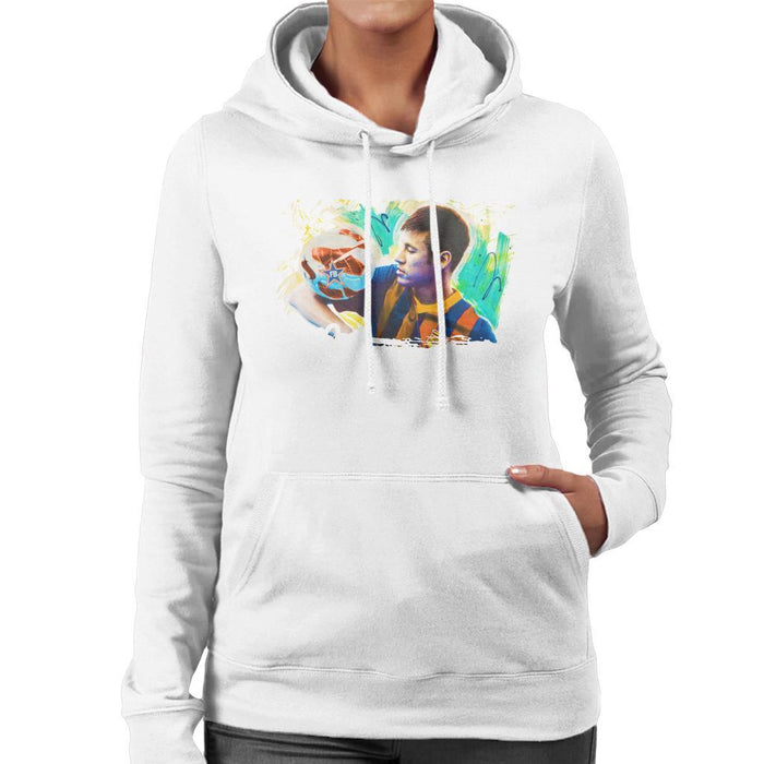 Sidney Maurer Original Portrait Of Neymar Barcelona Womens Hooded Sweatshirt - Womens Hooded Sweatshirt