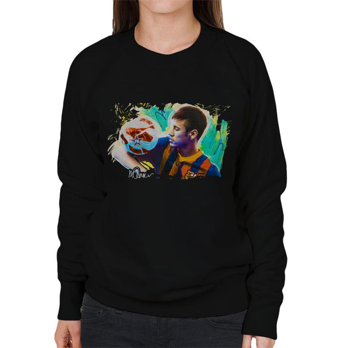 Sidney Maurer Original Portrait Of Neymar Barcelona Womens Sweatshirt - Womens Sweatshirt