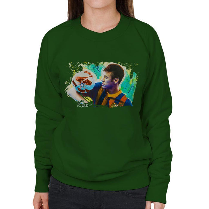 Sidney Maurer Original Portrait Of Neymar Barcelona Womens Sweatshirt - Womens Sweatshirt