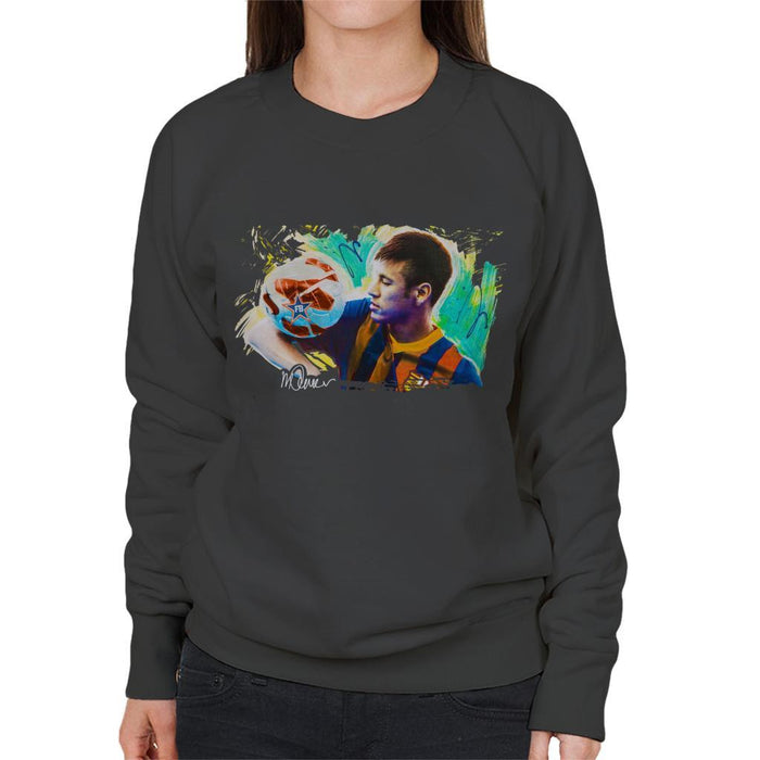 Sidney Maurer Original Portrait Of Neymar Barcelona Womens Sweatshirt - Womens Sweatshirt