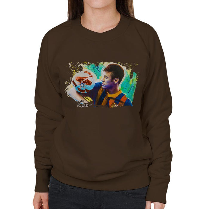 Sidney Maurer Original Portrait Of Neymar Barcelona Womens Sweatshirt - Womens Sweatshirt