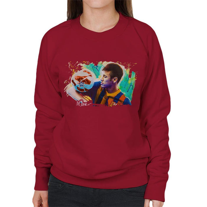 Sidney Maurer Original Portrait Of Neymar Barcelona Womens Sweatshirt - Womens Sweatshirt