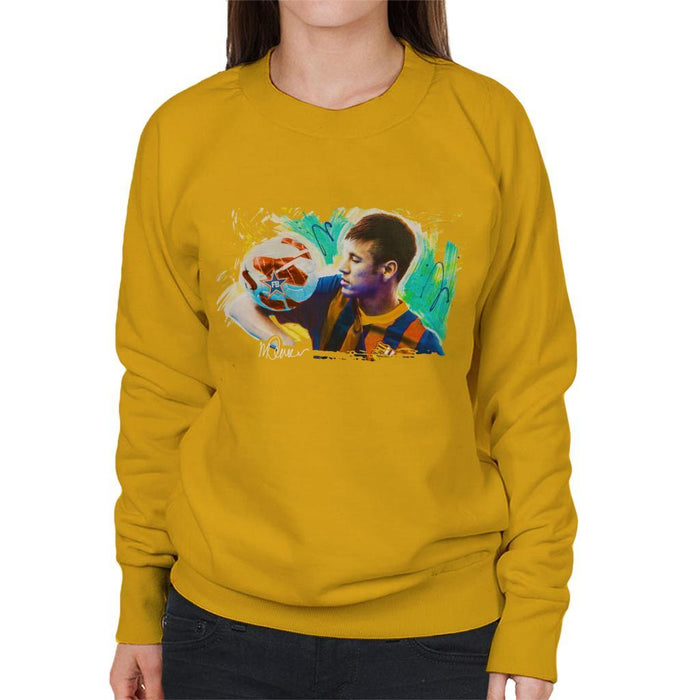 Sidney Maurer Original Portrait Of Neymar Barcelona Womens Sweatshirt - Womens Sweatshirt