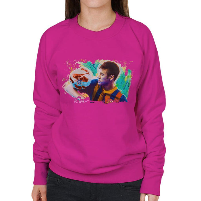 Sidney Maurer Original Portrait Of Neymar Barcelona Womens Sweatshirt - Womens Sweatshirt