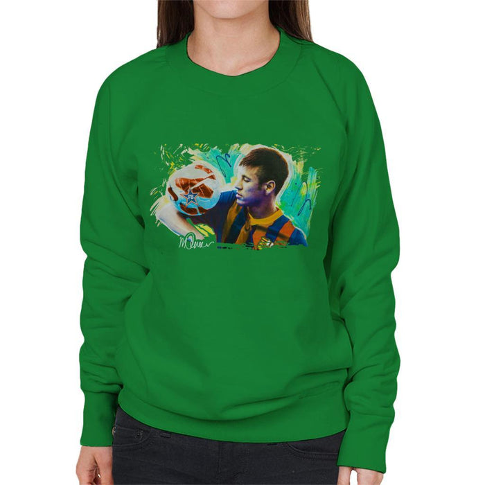 Sidney Maurer Original Portrait Of Neymar Barcelona Womens Sweatshirt - Womens Sweatshirt