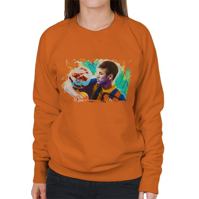 Sidney Maurer Original Portrait Of Neymar Barcelona Womens Sweatshirt - Womens Sweatshirt
