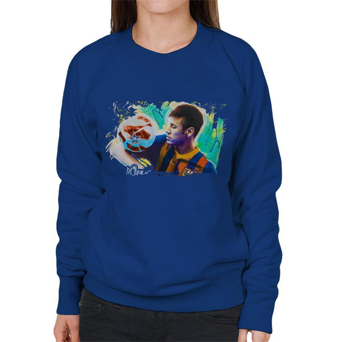 Sidney Maurer Original Portrait Of Neymar Barcelona Womens Sweatshirt - Womens Sweatshirt