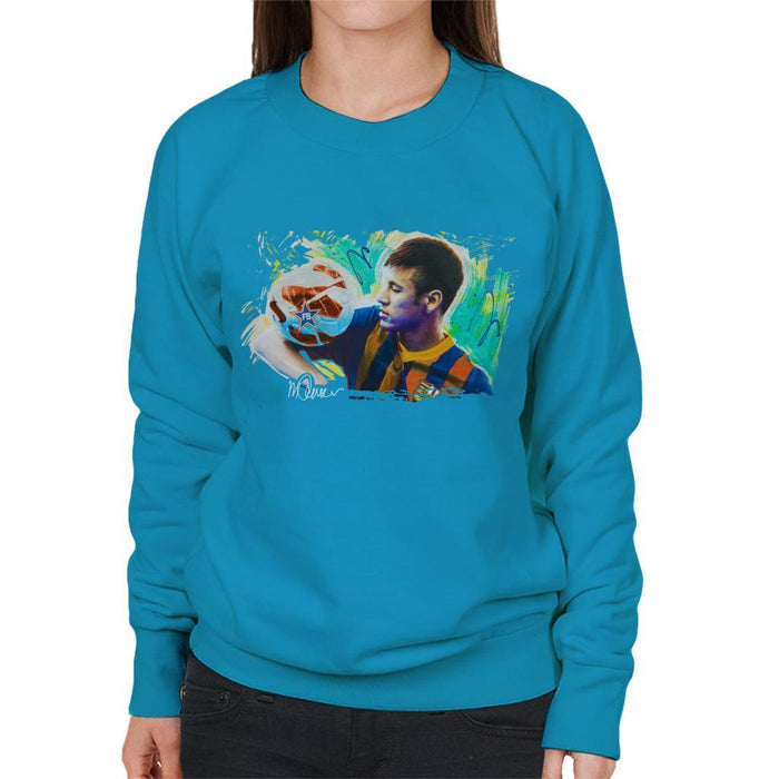 Sidney Maurer Original Portrait Of Neymar Barcelona Womens Sweatshirt - Womens Sweatshirt