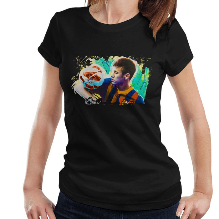 Sidney Maurer Original Portrait Of Neymar Barcelona Womens T-Shirt - Womens T-Shirt