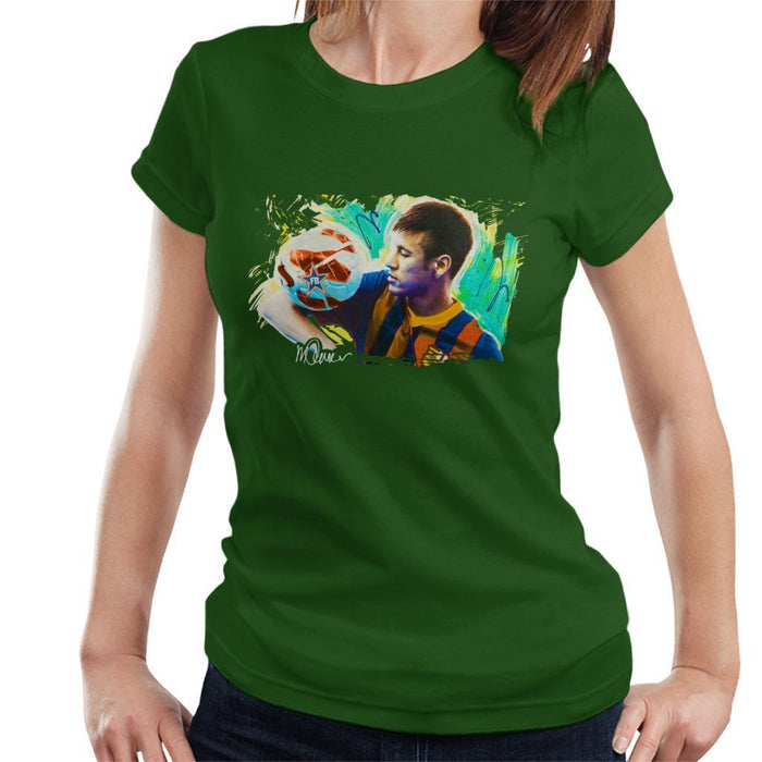 Sidney Maurer Original Portrait Of Neymar Barcelona Womens T-Shirt - Womens T-Shirt