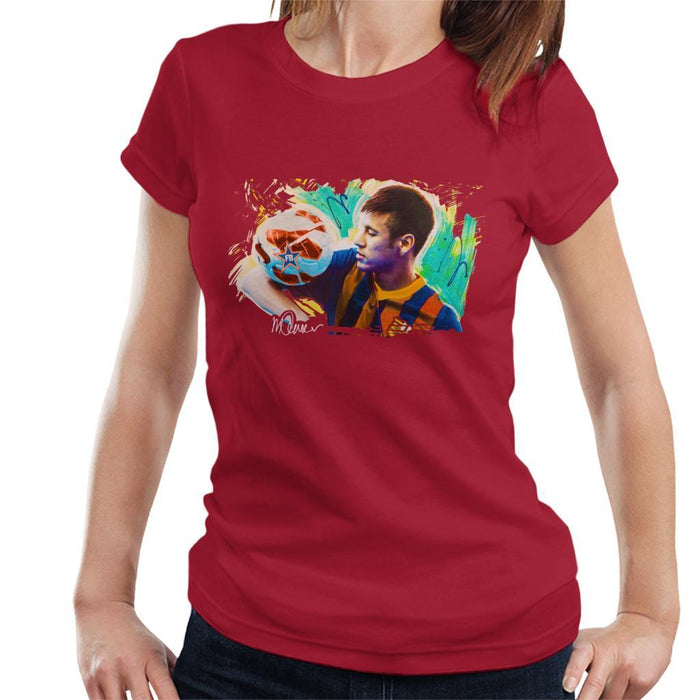 Sidney Maurer Original Portrait Of Neymar Barcelona Womens T-Shirt - Womens T-Shirt