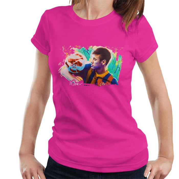 Sidney Maurer Original Portrait Of Neymar Barcelona Womens T-Shirt - Womens T-Shirt
