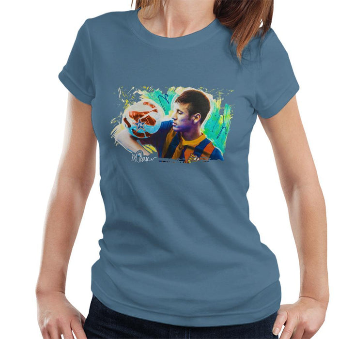 Sidney Maurer Original Portrait Of Neymar Barcelona Womens T-Shirt - Womens T-Shirt