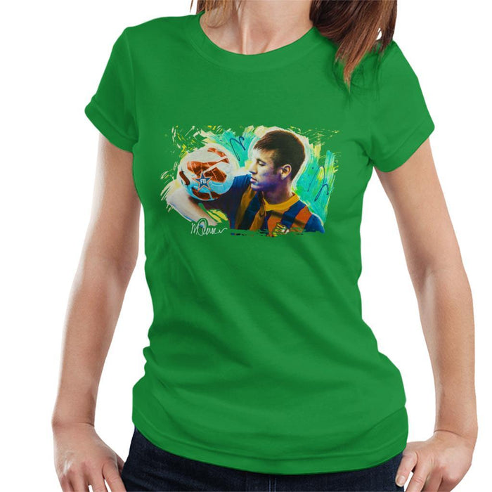 Sidney Maurer Original Portrait Of Neymar Barcelona Womens T-Shirt - Womens T-Shirt
