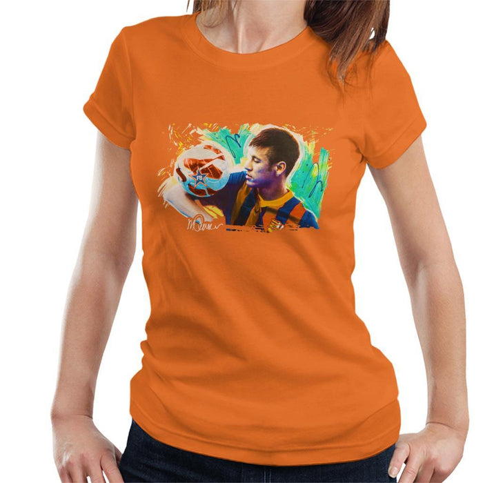 Sidney Maurer Original Portrait Of Neymar Barcelona Womens T-Shirt - Womens T-Shirt