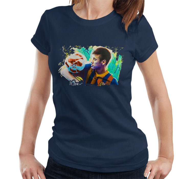 Sidney Maurer Original Portrait Of Neymar Barcelona Womens T-Shirt - Womens T-Shirt