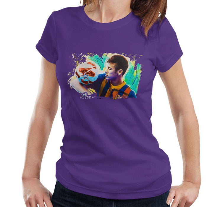Sidney Maurer Original Portrait Of Neymar Barcelona Womens T-Shirt - Womens T-Shirt