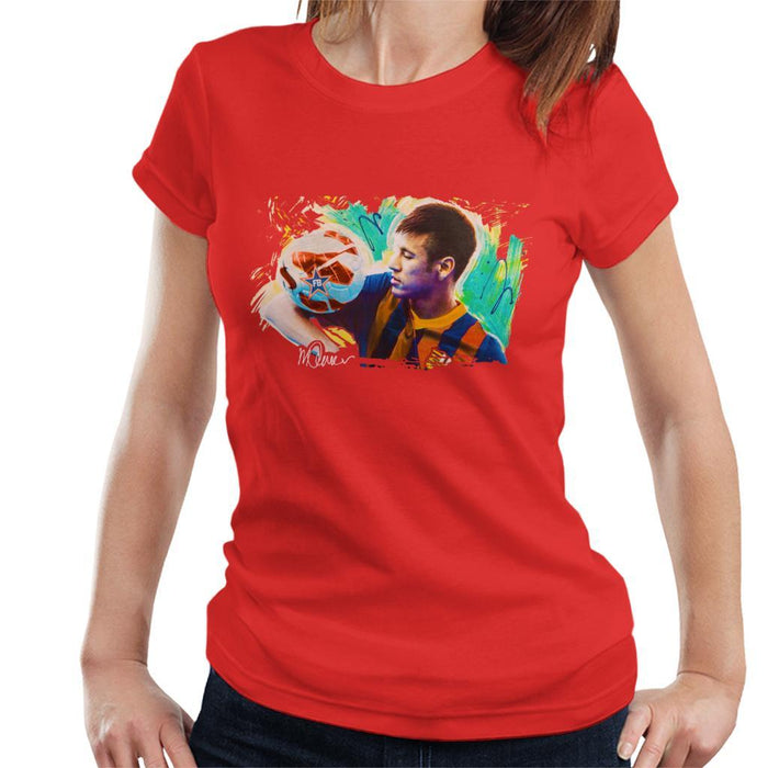 Sidney Maurer Original Portrait Of Neymar Barcelona Womens T-Shirt - Womens T-Shirt