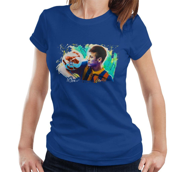 Sidney Maurer Original Portrait Of Neymar Barcelona Womens T-Shirt - Womens T-Shirt