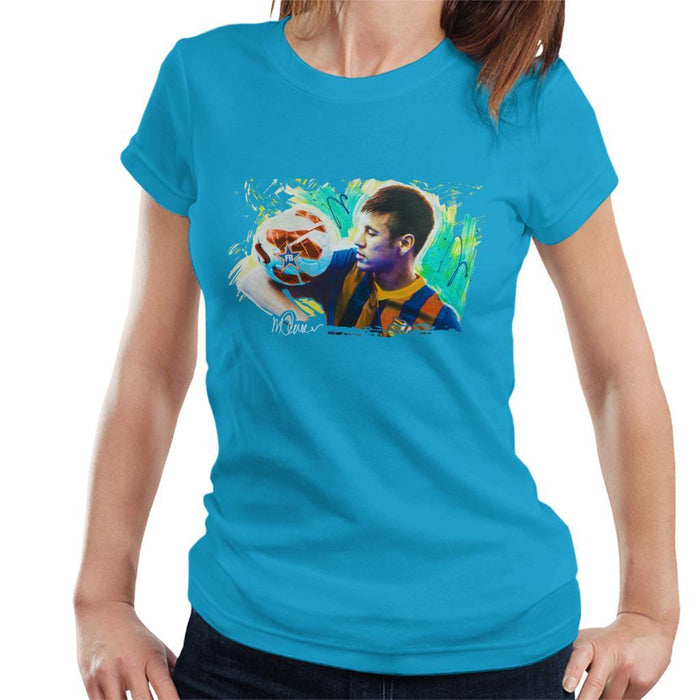 Sidney Maurer Original Portrait Of Neymar Barcelona Womens T-Shirt - Womens T-Shirt