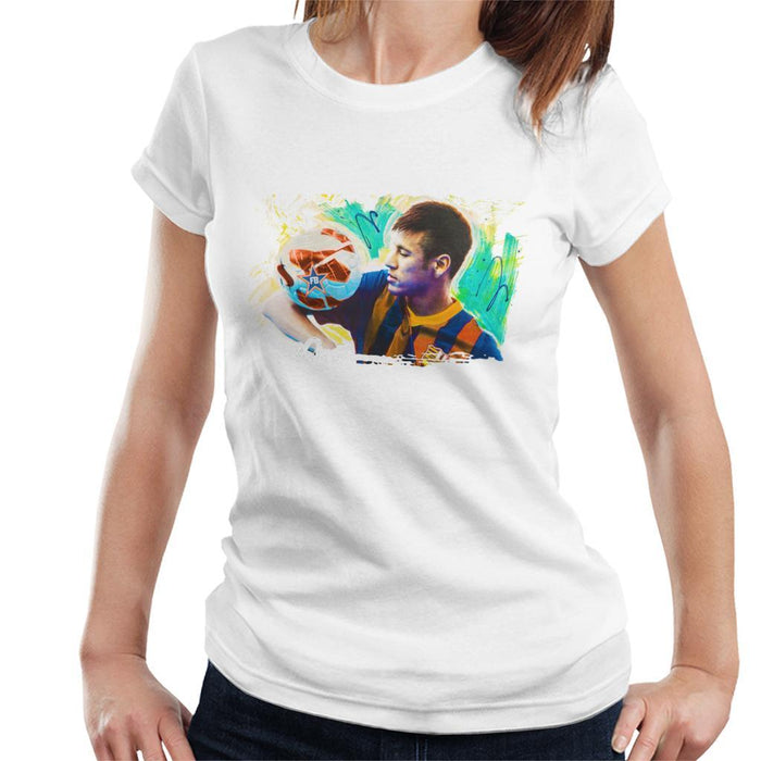 Sidney Maurer Original Portrait Of Neymar Barcelona Womens T-Shirt - Womens T-Shirt
