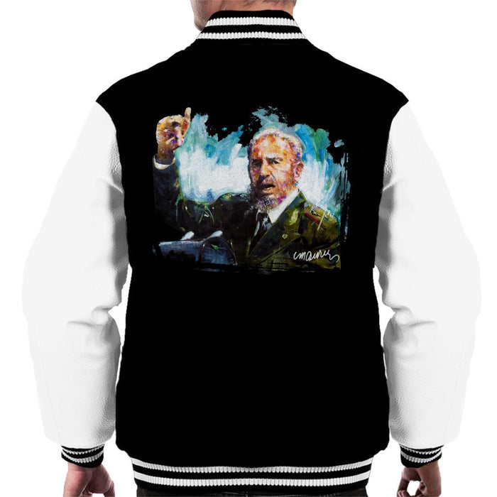 Sidney Maurer Original Portrait Of Fidel Castro Mens Varsity Jacket - Mens Varsity Jacket