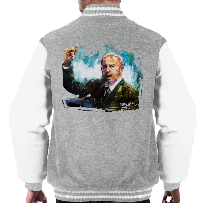 Sidney Maurer Original Portrait Of Fidel Castro Mens Varsity Jacket - Mens Varsity Jacket