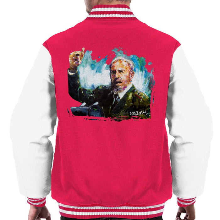 Sidney Maurer Original Portrait Of Fidel Castro Mens Varsity Jacket - Mens Varsity Jacket