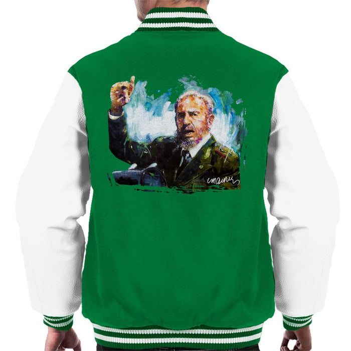 Sidney Maurer Original Portrait Of Fidel Castro Mens Varsity Jacket - Mens Varsity Jacket