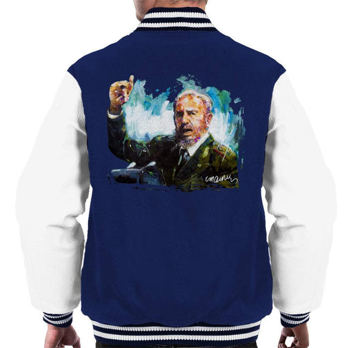 Sidney Maurer Original Portrait Of Fidel Castro Mens Varsity Jacket - Mens Varsity Jacket