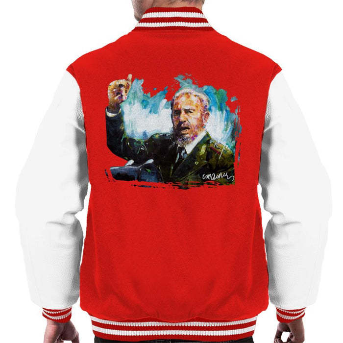 Sidney Maurer Original Portrait Of Fidel Castro Mens Varsity Jacket - Mens Varsity Jacket