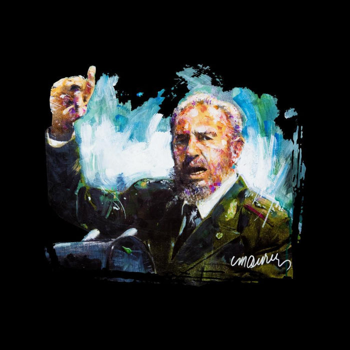 Sidney Maurer Original Portrait Of Fidel Castro Mens Baseball Long Sleeved T-Shirt - Mens Baseball Long Sleeved T-Shirt