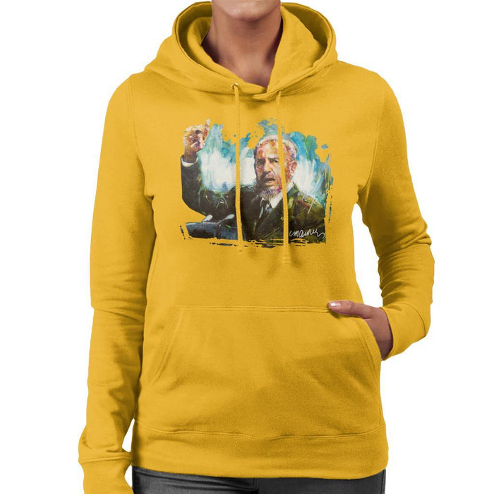 Sidney Maurer Original Portrait Of Fidel Castro Womens Hooded Sweatshirt - Womens Hooded Sweatshirt