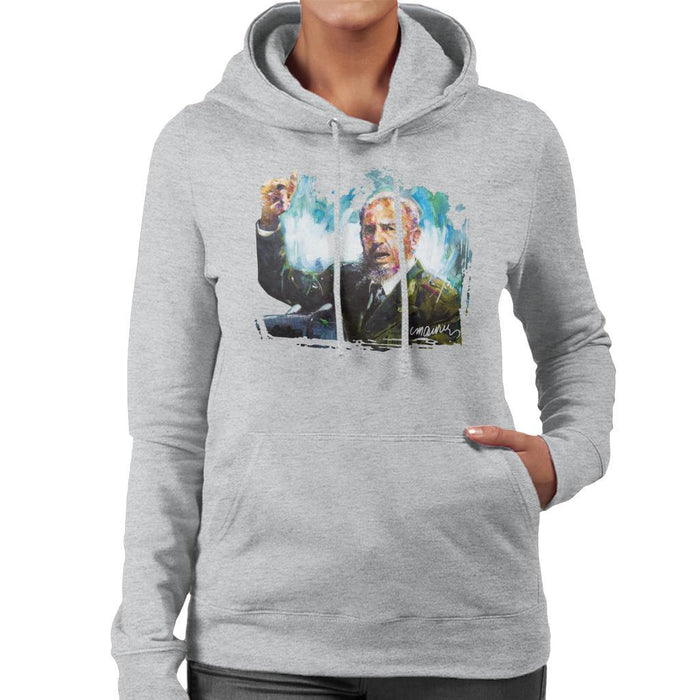 Sidney Maurer Original Portrait Of Fidel Castro Womens Hooded Sweatshirt - Womens Hooded Sweatshirt