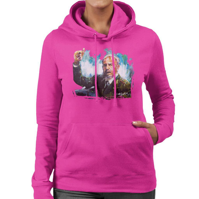 Sidney Maurer Original Portrait Of Fidel Castro Womens Hooded Sweatshirt - Womens Hooded Sweatshirt