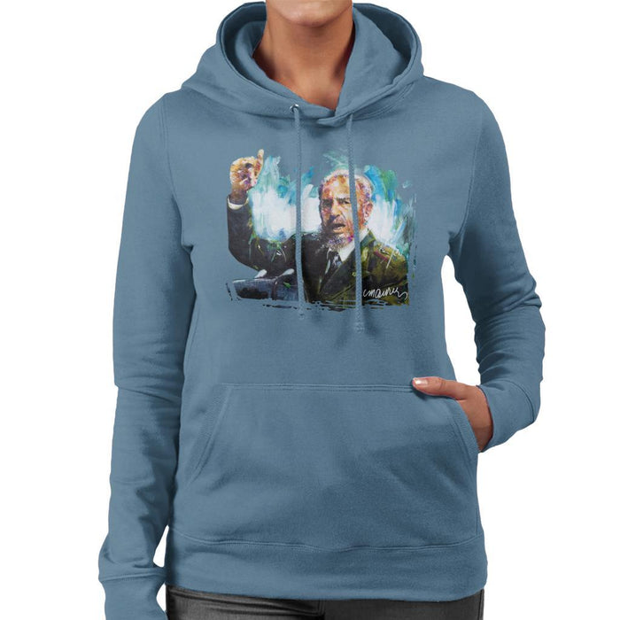Sidney Maurer Original Portrait Of Fidel Castro Womens Hooded Sweatshirt - Womens Hooded Sweatshirt