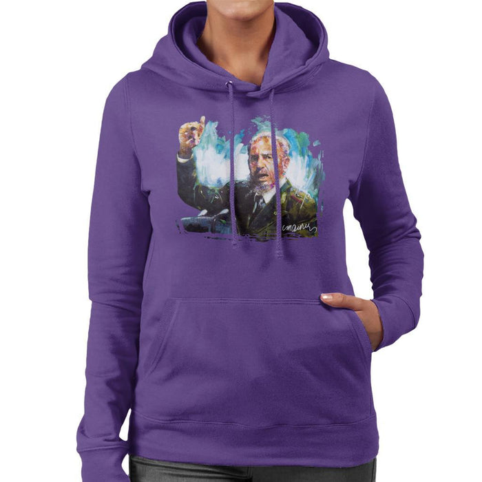 Sidney Maurer Original Portrait Of Fidel Castro Womens Hooded Sweatshirt - Womens Hooded Sweatshirt