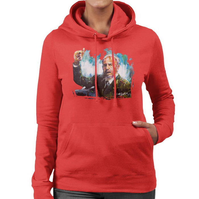 Sidney Maurer Original Portrait Of Fidel Castro Womens Hooded Sweatshirt - Womens Hooded Sweatshirt