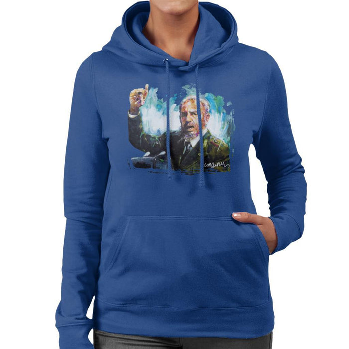 Sidney Maurer Original Portrait Of Fidel Castro Womens Hooded Sweatshirt - Womens Hooded Sweatshirt