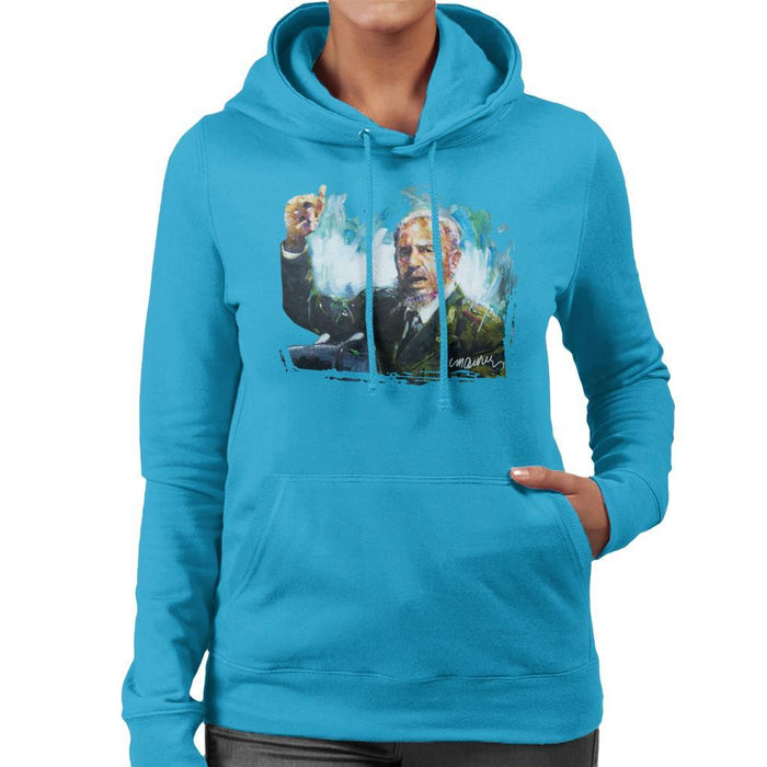 Sidney Maurer Original Portrait Of Fidel Castro Womens Hooded Sweatshirt - Womens Hooded Sweatshirt