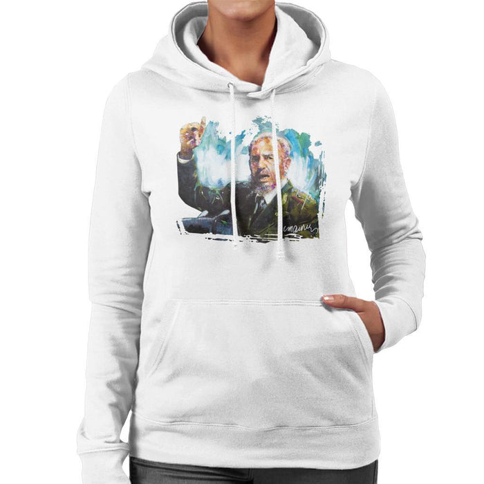Sidney Maurer Original Portrait Of Fidel Castro Womens Hooded Sweatshirt - Womens Hooded Sweatshirt